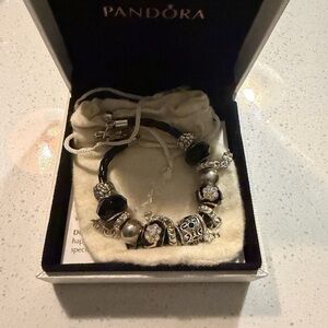 Pandora Silver and Black Charm Bracelet